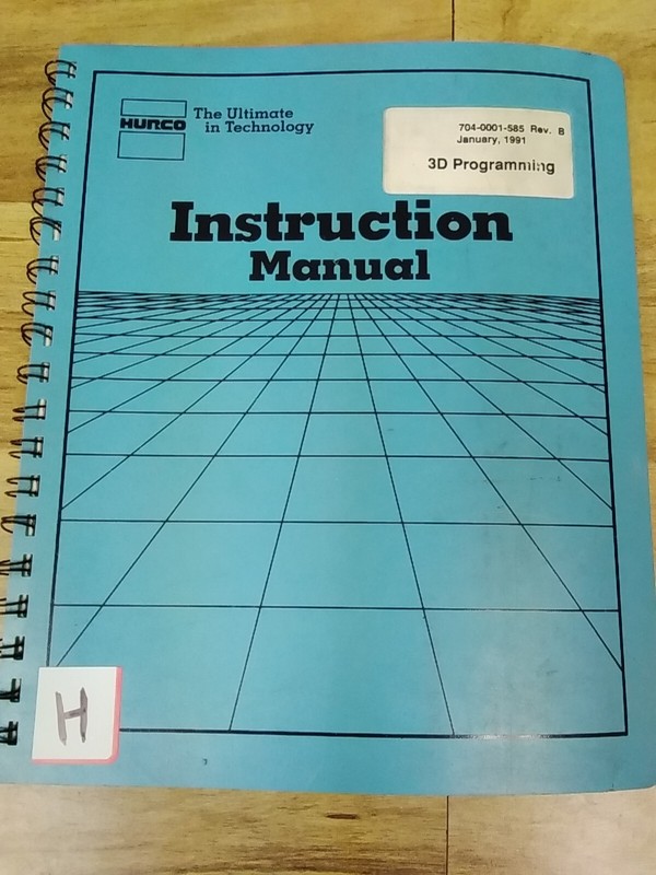 Hurco 704-0001-585 Instruction Manual 3D Programming