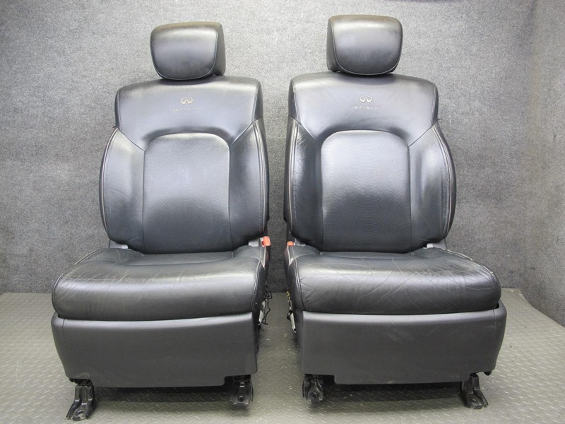 2011-2012 INFINITI QX56 FRONT LEFT & RIGHT SIDE LEATHER SEAT BLACK W DISPLAY SET