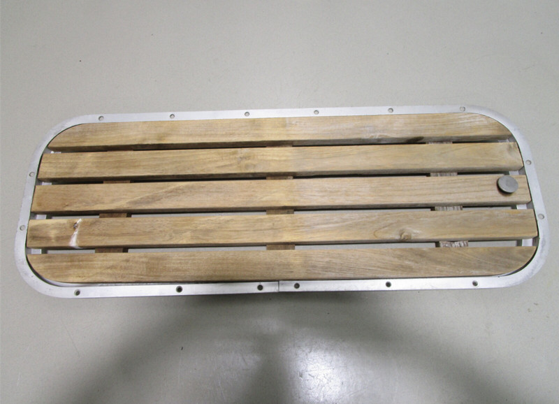 Floor Deck Ski Hatch Hinged Cover Teak Aluminum Frame 34 3/8" x 12 3/4"