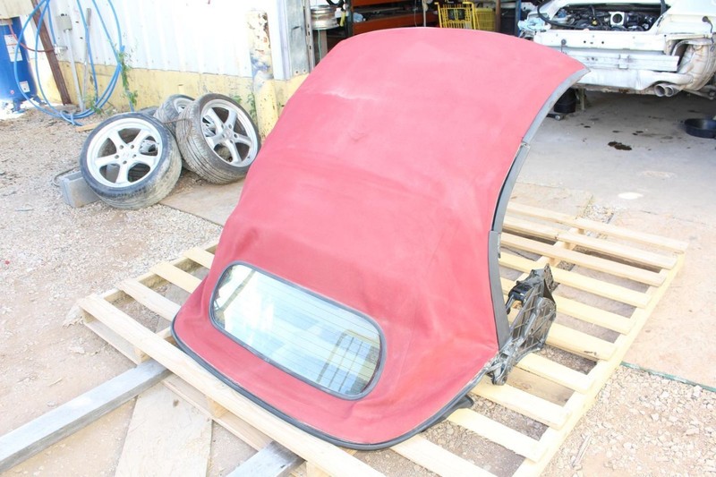 99-05 Porsche 911 Carrera 4 Red Convertible Top Roof and Frame *Small Tear*