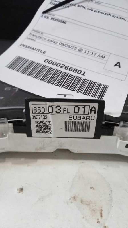 2018 Subaru Impreza Speedometer Gauge OEM Black 128K Miles NJ25-20659-503509