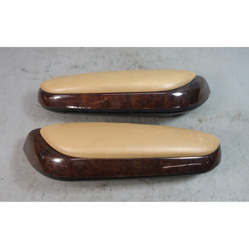 02-06 BMW E46 3-Series Convertible Rear Side Armrest Pair Brown Leather Wood OEM