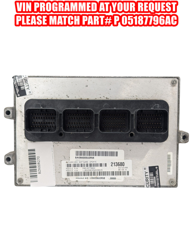 2009 Jeep Liberty Nitro 3.7L VIN PROGRAMMED ECU Engine Control Module 05187796AC