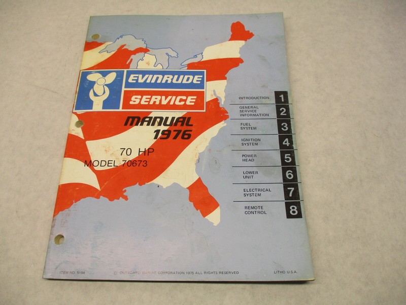 5194 OMC 1976 Evinrude Outboard Service Repair Manual 70 HP Model 70673
