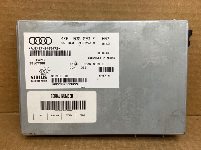 2008 2009 2010 AUDI A8 SIRIUS SATELLITE RADIO MODULE 4E0 035 593 F