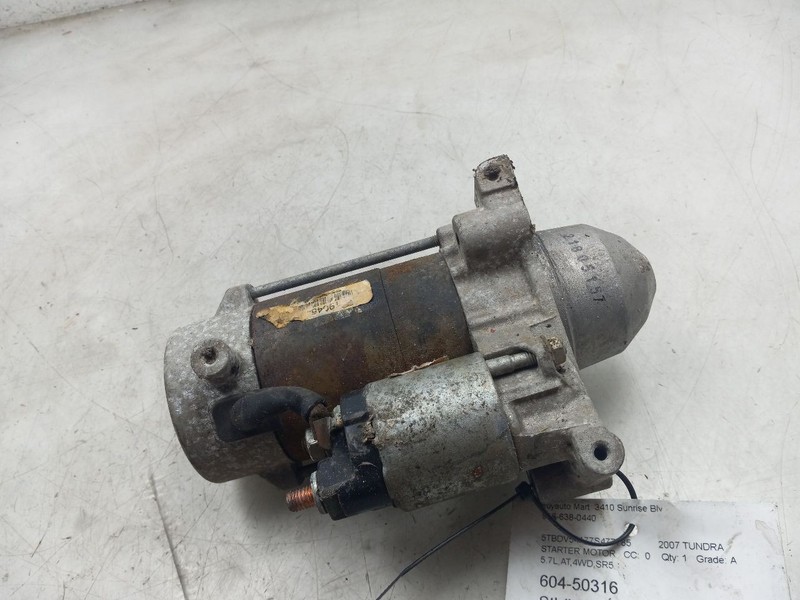 07-08 TOYOTA TUNDRA SR5 5.7L 4WD AT 2.0KW STARTER MOTOR