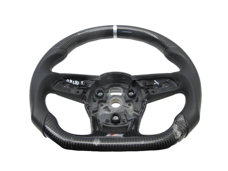 2018-2024 AUDI RS5 S5 CARBON FLAT BOTTOM STEERING WHEEL LEATHER BLACK 032825