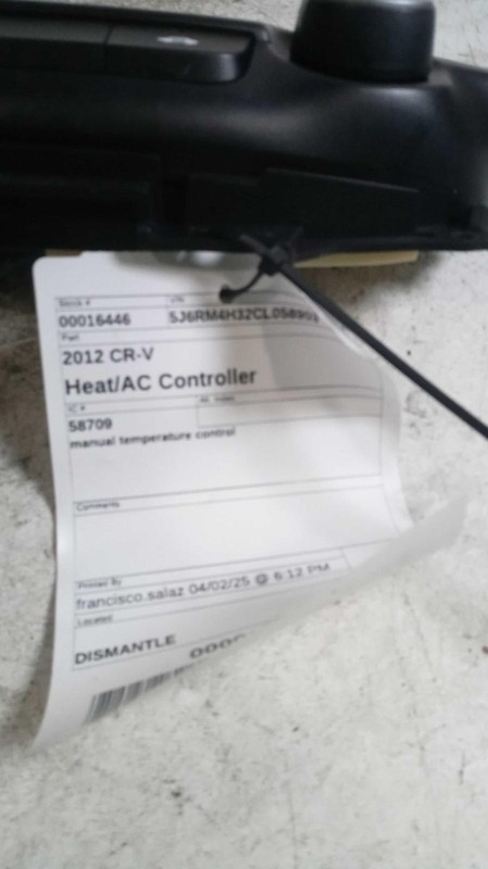 Used A/C Selector Switch fits: 2012 Honda Cr-v manual temperature control Grade
