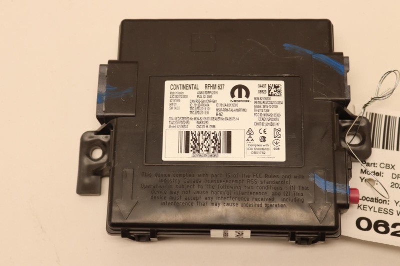 2022-2023 DODGE RAM PROMASTER 1500 KEYLESS ENTRY CONTROL MODULE UNIT OEM