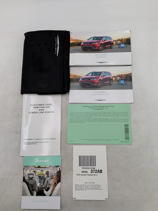 Chrysler Pacifica Owner's Manual 2018 Book Set With Case And Free Shipping