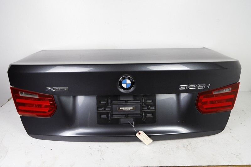 12-15 BMW F30 3 SERIES TRUNK LID COMPLETE TAIL LIGHTS W/O CAMERA GRAY B39 OEM