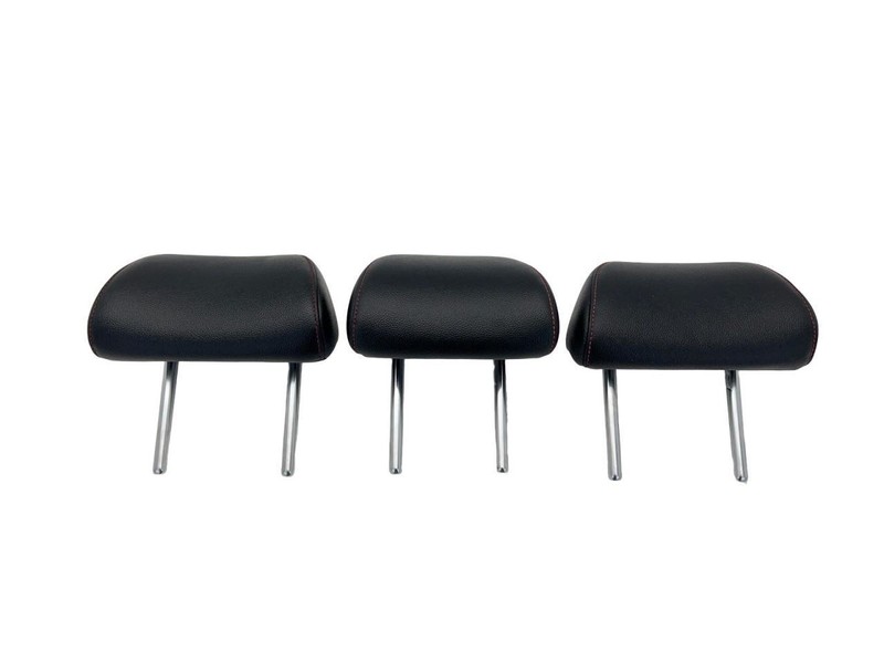 2019-2023 KIA Forte Rear Headrests Set Of 3 Leather Black With Red Stitch