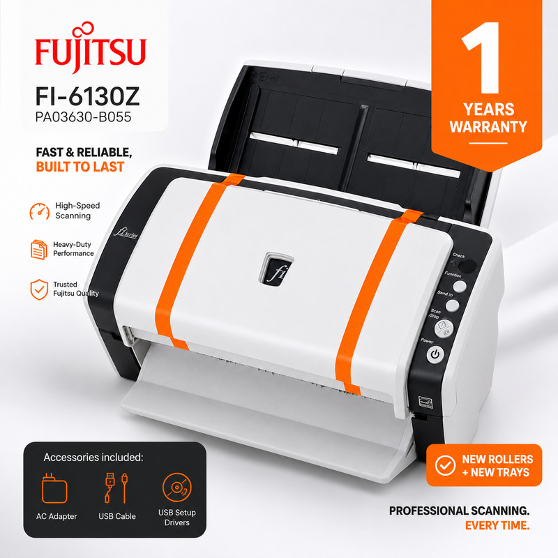 💯FULLY TESTED💯Fujitsu FI-6130Z Duplex Sheetfed Document Color Scanner w/Bundle