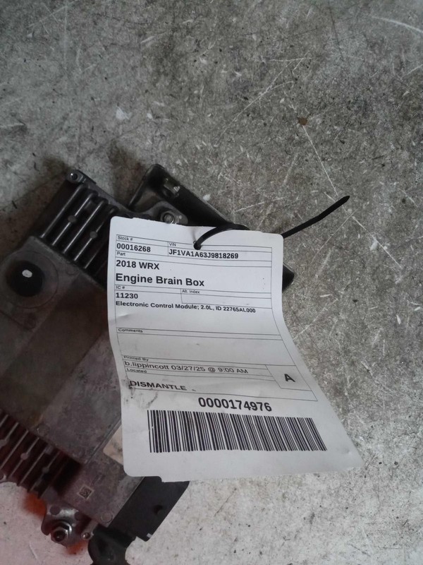 2018 Subaru WRX Engine Control Module ECM 2.0L OEM 22765AL000 Blue 107K Miles
