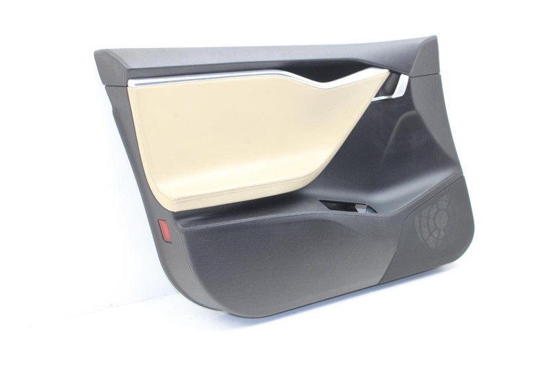 12-16 Tesla Model S Driver left Front Black and Tan Door Trim Panel