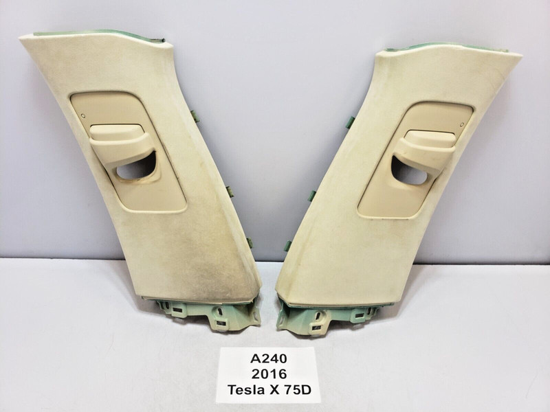 ✅ 16-20 OEM Tesla Model X Front Left Right Side B Pillar Trim Cover Beige *