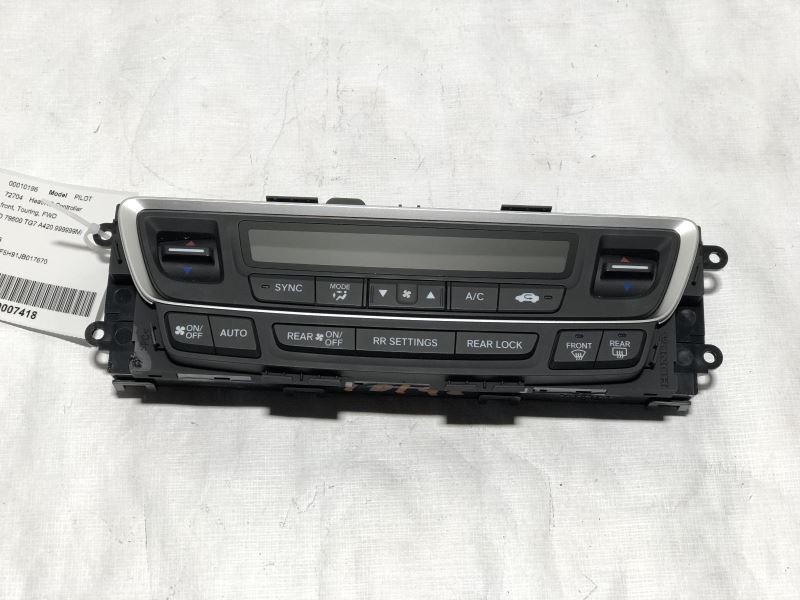2016-2018 HONDA PILOT AC CONTROL FRONT TOURING FWD 18598