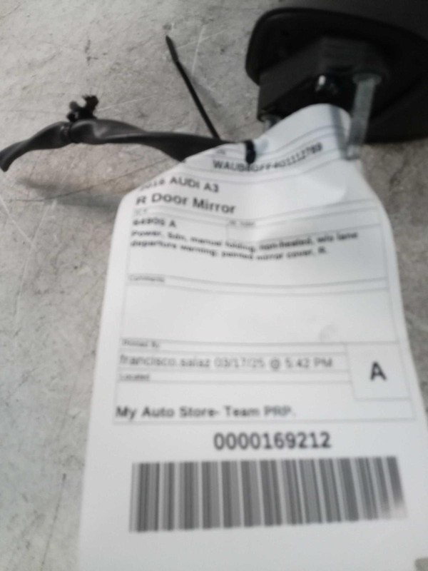 2016 Audi A3 Right Door Mirror Assembly Silver OEM Used 58788 80K Miles