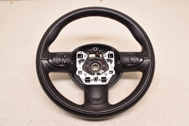 Mini Cooper JCW Black Leather Steering Wheel W/ Red Stitch R56 R55 R58 Oem 12-13