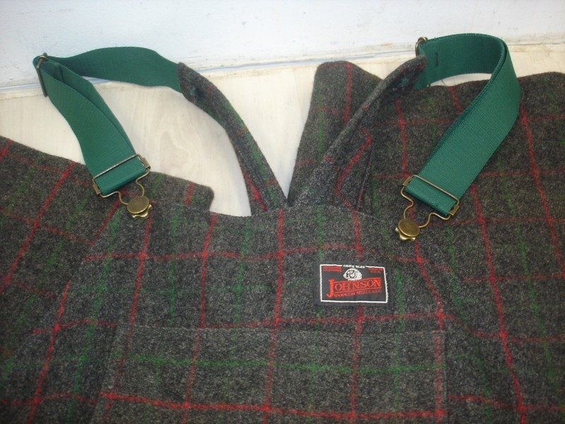 Vintage Johnson Woolen Mills Wool Bib Overalls Large hunting
