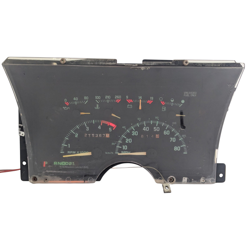 92-94 Chevy GMC Truck Instrument Speedometer Gauge Cluster 215K Miles 16140289