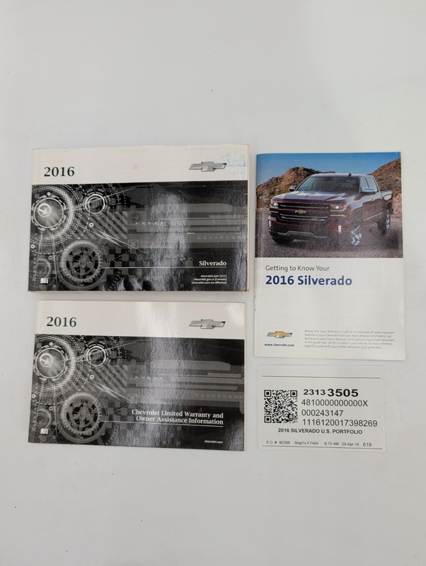 2016 Chevrolet Silverado Owners Manual With Free Shipping