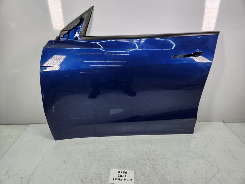 ✅ 20-23 OEM Tesla Model Y Front Left Driver Side Door Shell Blue PPSB NOTE*