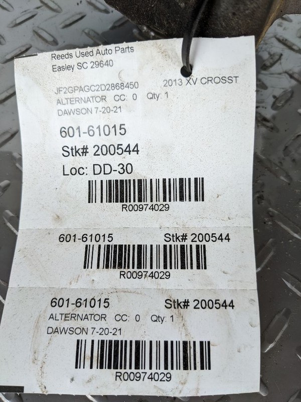 Alternator Base ID 23700AA720 Fits 13-15 XV CROSSTREK 974029