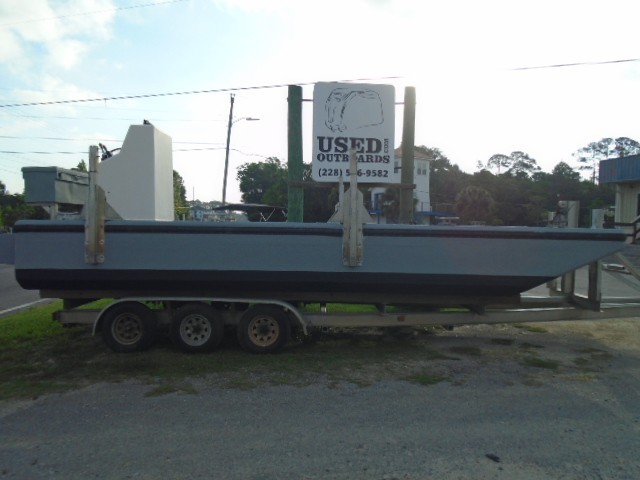 24' Work Boat Spud Catamaran Barge Hull w/Triple Axle Aluminum Trailer