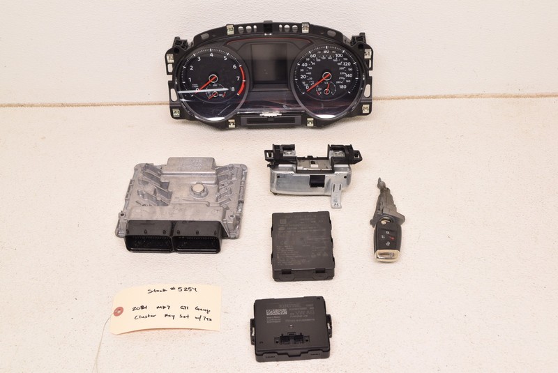 MK7 VW GTI Gauge Cluster ECU Ignition Key Set W/ KESSY 79k Miles Oem 2021