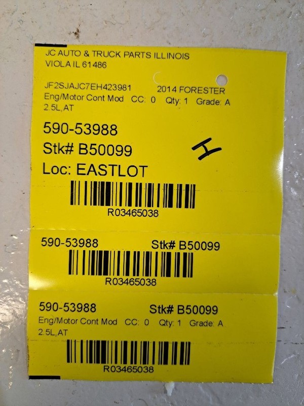 Engine ECM Electronic Control Module Floor Cavity 2.5L Fits 14 FORESTER 3465038