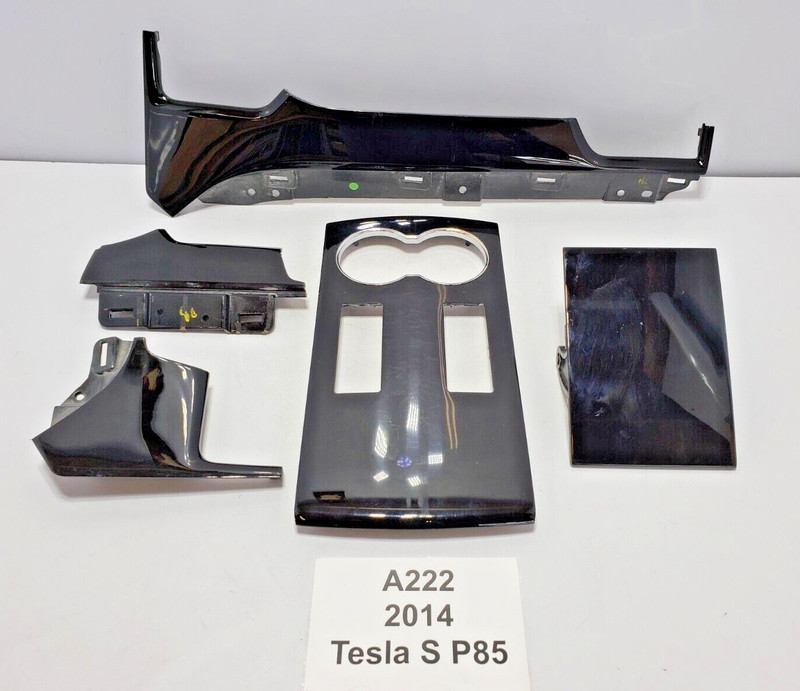 ✅ 12-16 OEM Tesla Model S Front Center Console Dashboard Trim Piano Black SET