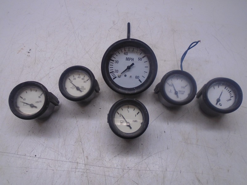 W4 Marine Gauges MPH Fuel Trim Volts Temp Oil 6-Piece Set