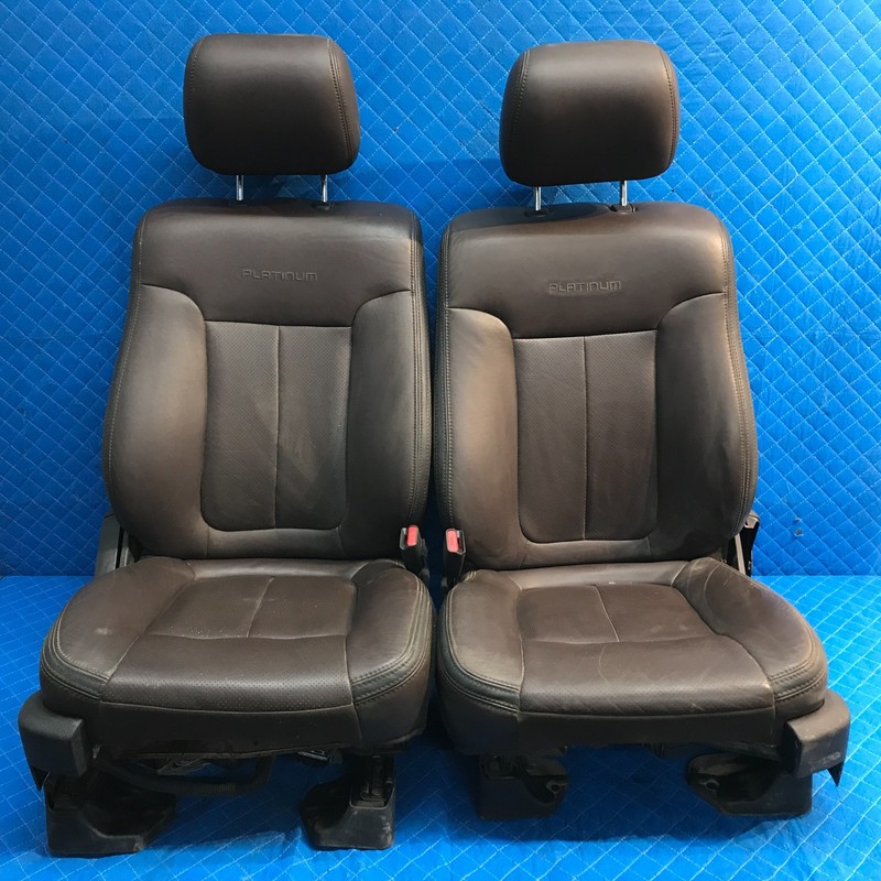 2011-14 Ford F-150 6-Way Power Front Left Right Seat Leather Brown Platinum OEM
