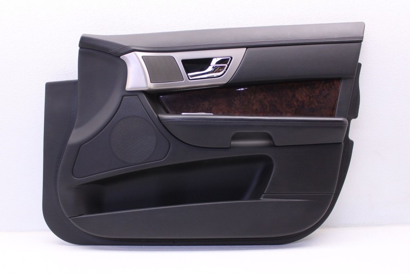 2010 2011 JAGUAR XF FRONT PASSENGER RIGHT DOOR PANEL TRIM ASSEMBLY BLACK LEATHER
