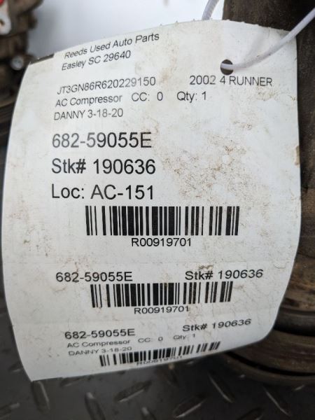 AC Compressor 6 Cylinder Fits 96-02 4 RUNNER 919701