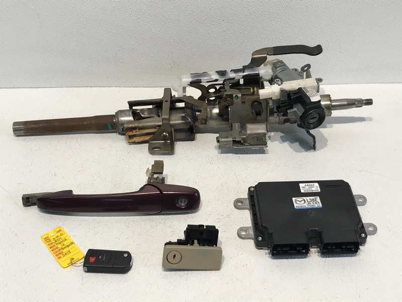07-08 Mazda 6 2.3 AT Steering Column ECM ECU Immobilizer w/Key Lock Handle Red