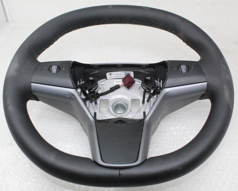17-23 Tesla Model 3 Y OEM 1490214-00-B Steering Wheel Leather Stitching Genuine