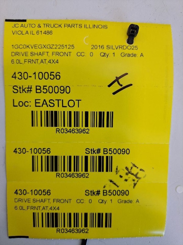 Front Drive Shaft 6.0L Fits 11-19 SIERRA 2500 PICKUP 3463962