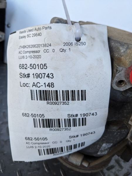 AC Compressor Convertible Fits 06-15 LEXUS IS250 927352