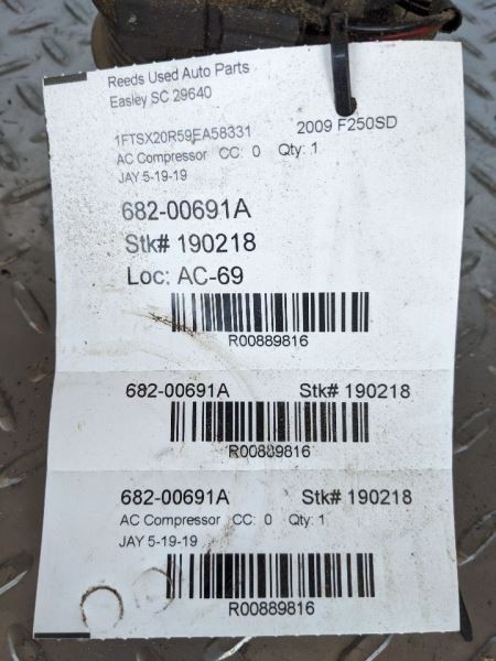 AC Compressor Engine Fits 09-10 FORD F250SD PICKUP 889816