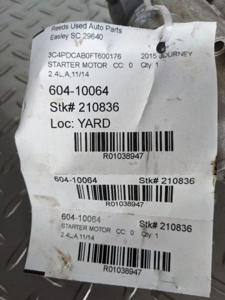 Starter Motor 6 Speed Transmission Fits 12-17 JOURNEY 1038947