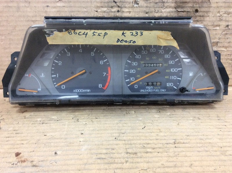 86 87 Civic 4DR MT Instrument Cluster Speedo Tacho Meter Gauges Used OEM