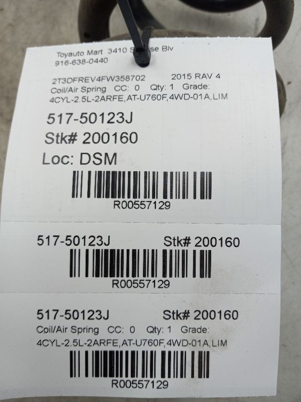 Air/Coil Spring Rear VIN F 5th Digit AWD Fits 13-18 RAV4 557129