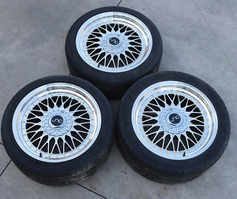 JNC Wheels Rim JNC005 Platinum Gold Rivets 18X8.5 2 245/40R18 1 275/40R18