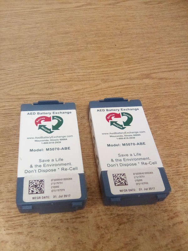 Lot Of 2 AED Battery Exchange 9V M5070-ABE MFGR Date: 07-31-2017