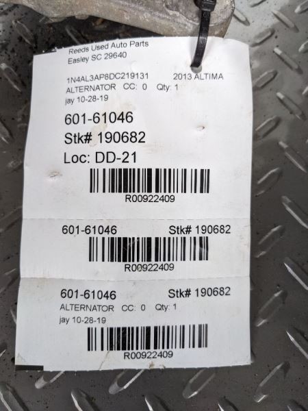 Alternator 4 Cylinder Fits 13-17 ALTIMA 922409
