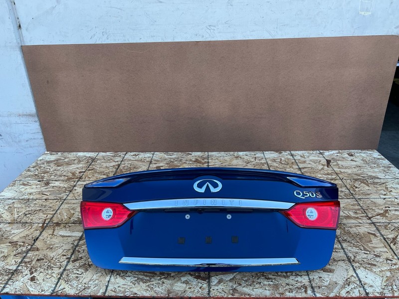 INFINITI Q50 2014-2017 OEM TRUNK DECK LID WITH LIGHTS AND TRIM (COMPLETE/ BLUE)
