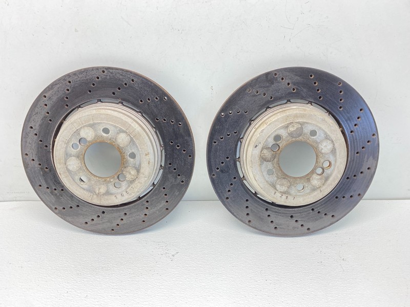 06-10 BMW E60 E63 E64 M5 M6 Rear Ventilated Perforated Brake Rotor Disc Set OEM✅
