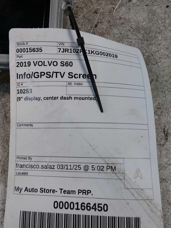 2019 VOLVO S60 Infotainment Display OEM Silver 40K Miles Warranty NJ25-15635